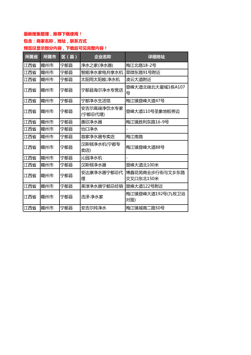 新版江西省赣州市宁都县净水器企业公司商家户名录单联系方式地址大全16家