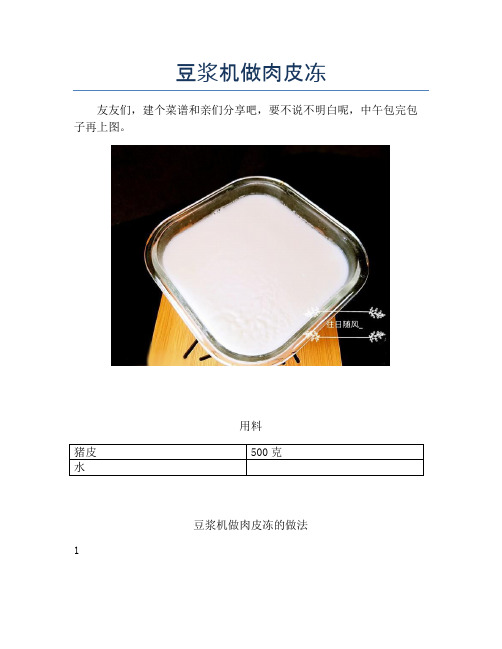 豆浆机做肉皮冻【精品做菜教程】