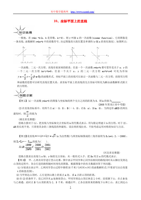 10、坐标平面上的直线-培优 数学张老师