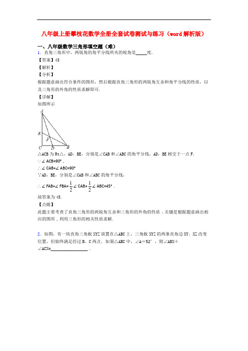 八年级上册攀枝花数学全册全套试卷测试与练习(word解析版)