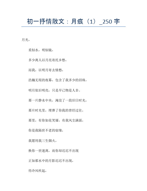 初一抒情散文：月痕(1)_250字