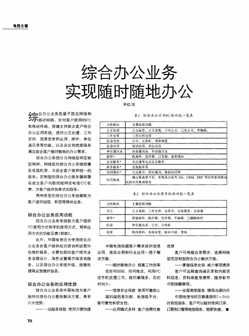 综合办公业务实现随时随地办公