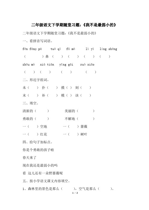 二年级语文下学期随堂习题：《我不是最弱小的》