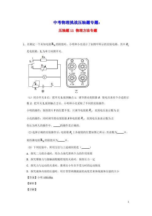 2021中考物理挑战压轴题专题11物理方法专题含解析