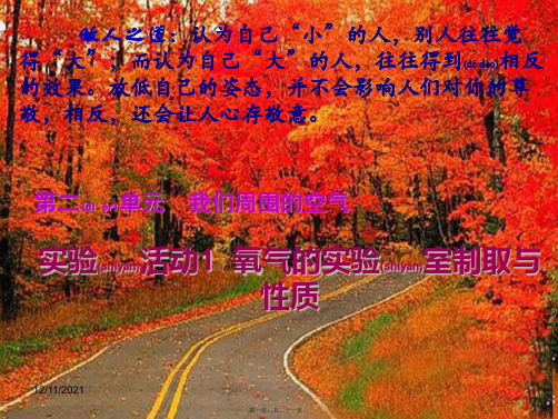 九年级化学上册第2单元《我们周围的空气》实验活动1氧气的实验室制取与性质