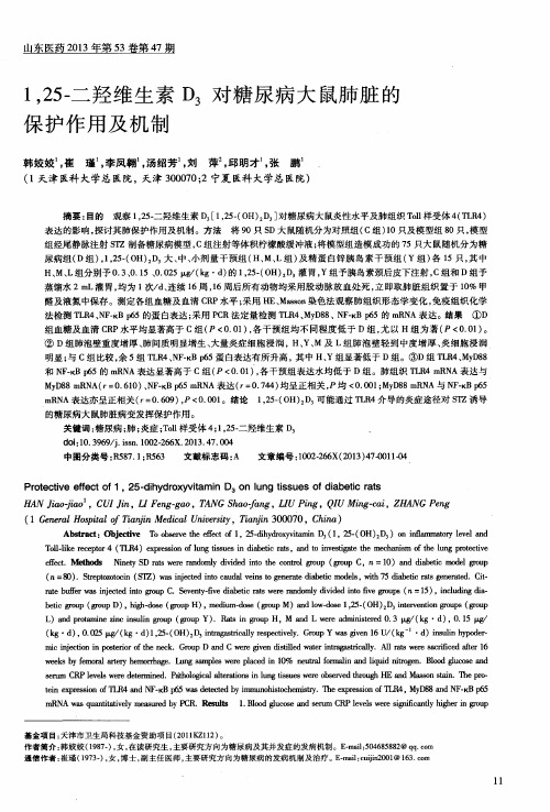 1,25-二羟维生素D3对糖尿病大鼠肺脏的保护作用及机制