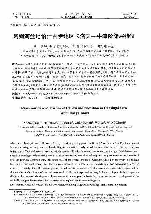 阿姆河盆地恰什古伊地区卡洛夫—牛津阶储层特征