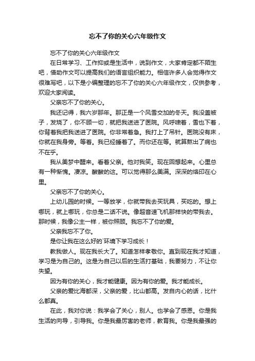 忘不了你的关心六年级作文