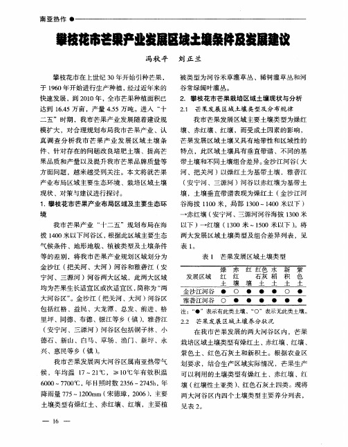 攀枝花市芒果产业发展区域土壤条件及发展建议