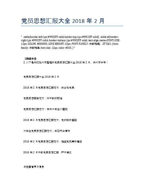 党员思想汇报大全2018年2月