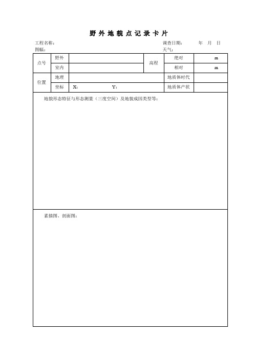 野外地貌点记录卡片