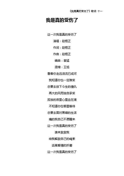 《我是真的受伤了》歌词 十一