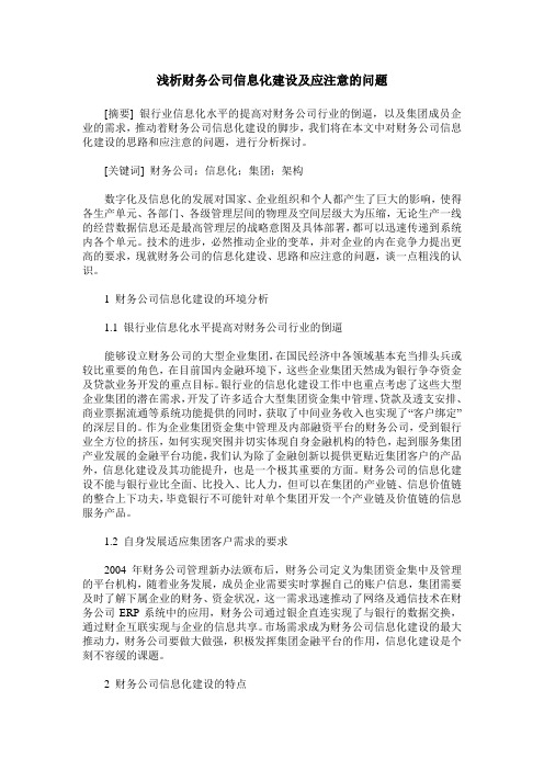 浅析财务公司信息化建设及应注意的问题