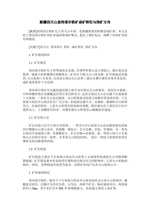 新疆西天山查岗诺尔铁矿成矿特征与找矿方向