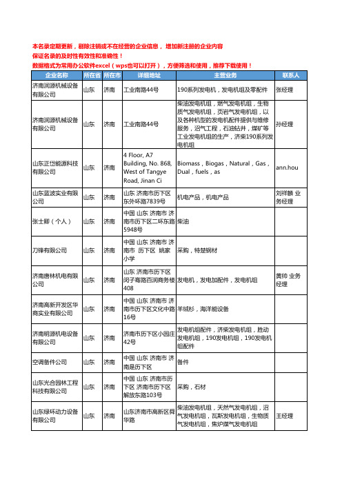 2020新版山东省济南发电机-发电机组工商企业公司名录名单黄页联系方式大全72家