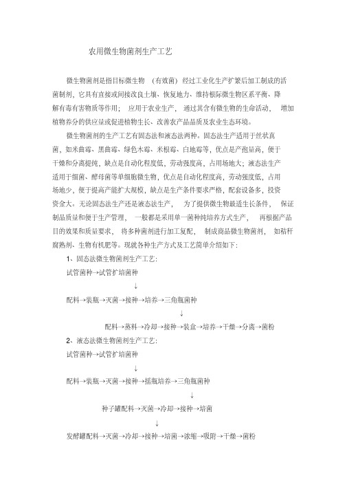 农用微生物菌剂生产工艺