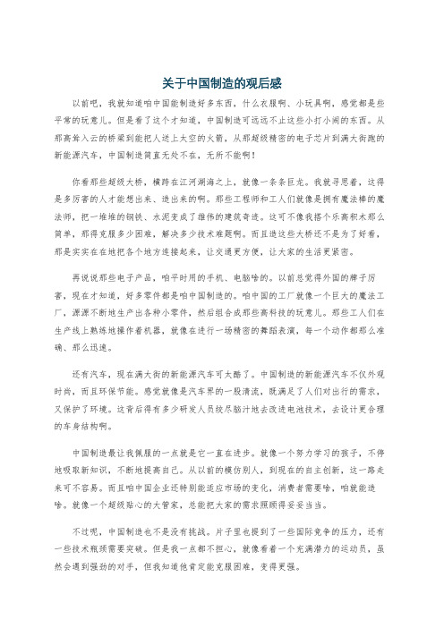 关于中国制造的观后感