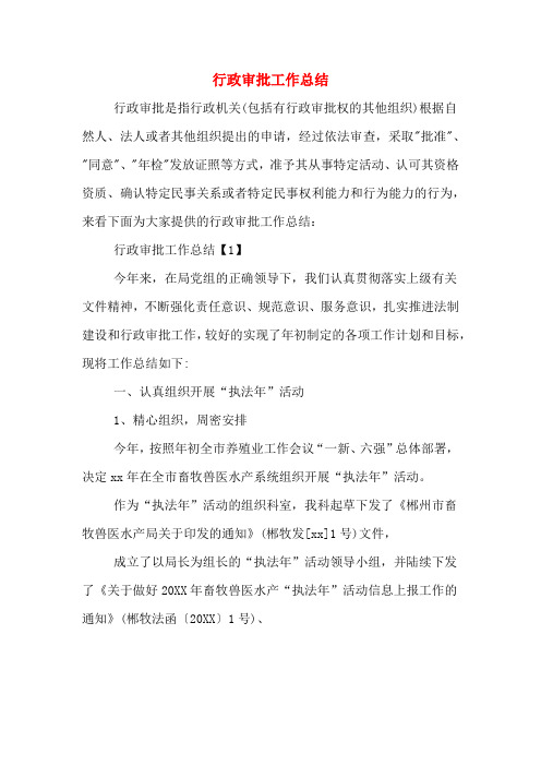 2020年行政审批工作总结
