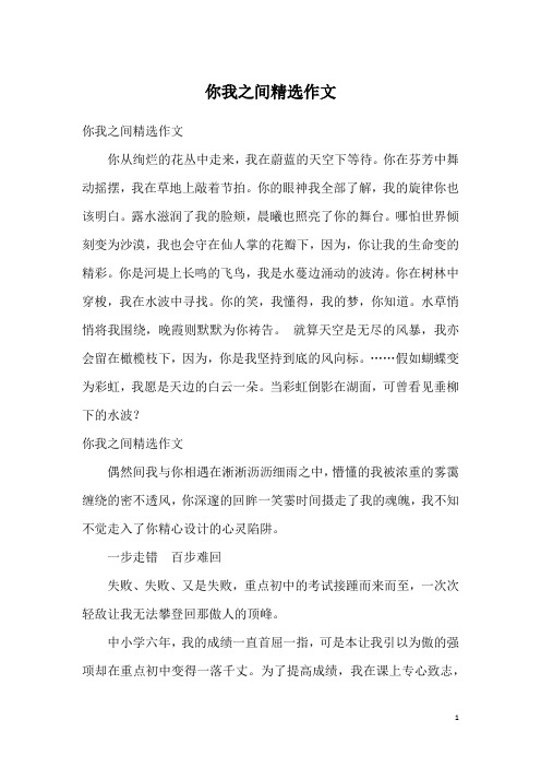 你我之间精选作文