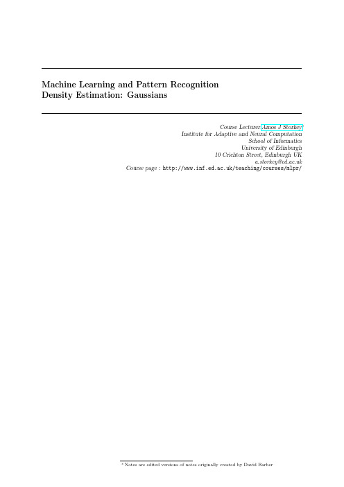 Machine Learning and Pattern Recognition