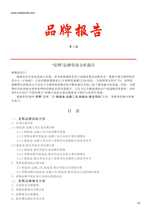 星辉的品牌资质分析报告