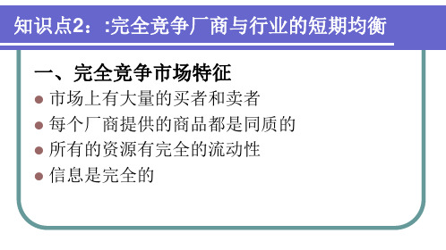 完全竞争厂商与行业的短期均衡