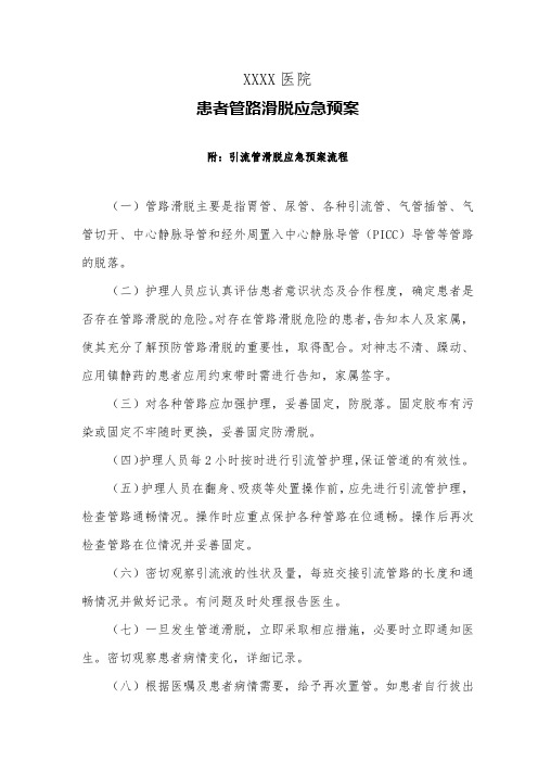 医院患者管路滑脱应急预案