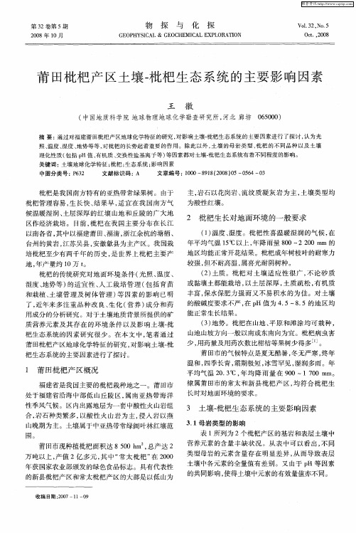 莆田枇杷产区土壤-枇杷生态系统的主要影响因素
