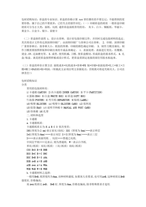 包材采购知识：彩盒的专业知识、彩盒的价格计算