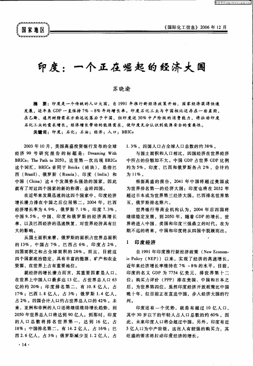 印度：一个正在崛起的经济大国