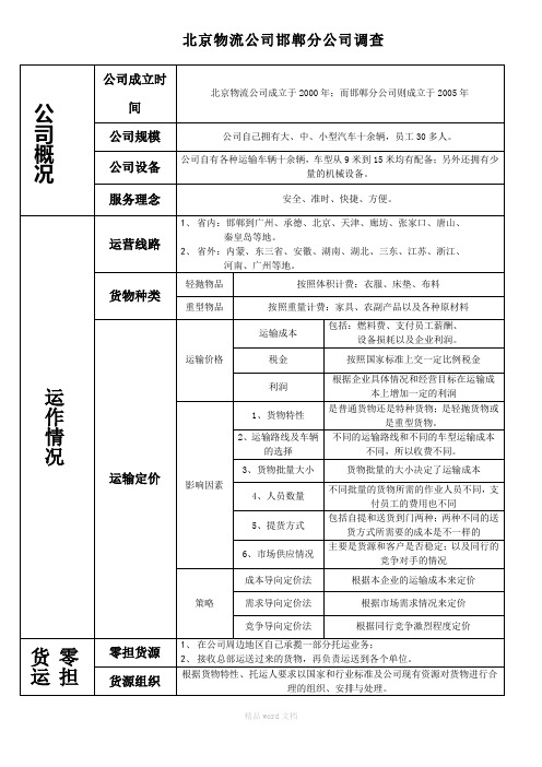 物流企业调查表2