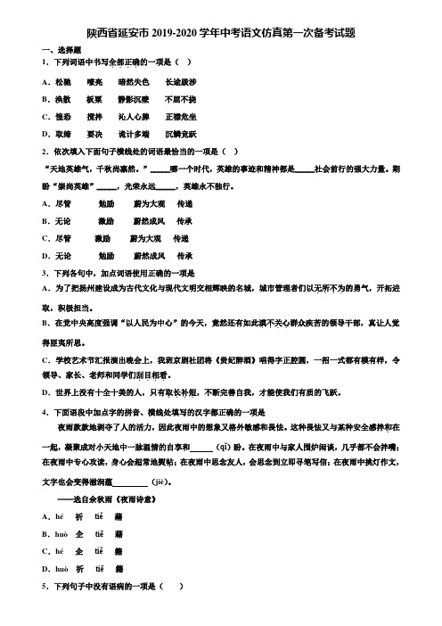 陕西省延安市2019-2020学年中考语文仿真第一次备考试题含解析
