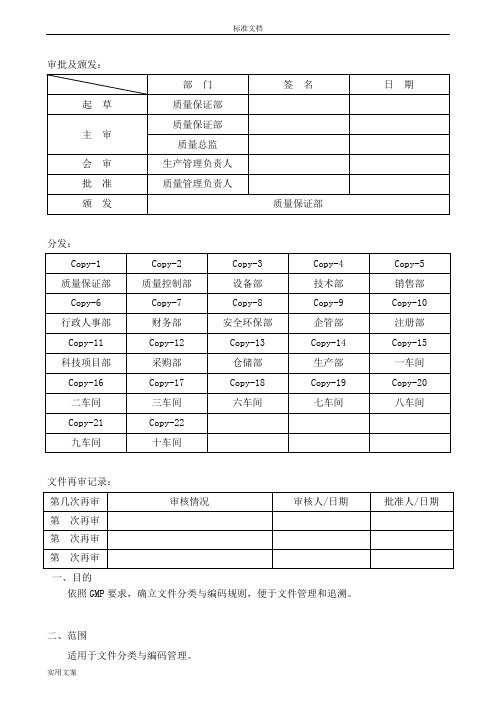 文件资料分类及编码规则