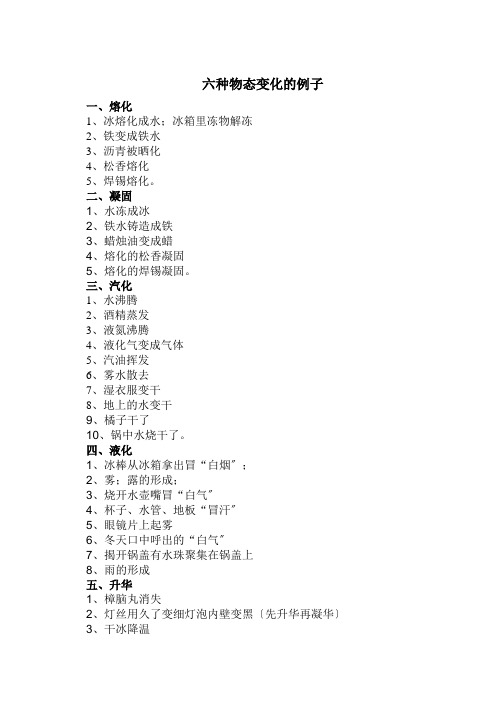 六种物态变化的例子e