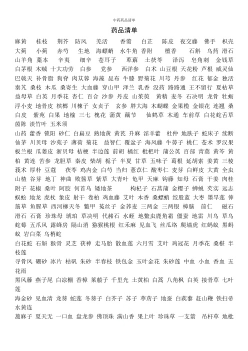 中药药品清单