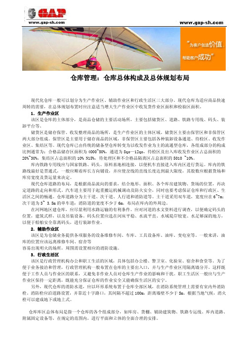 仓库管理仓库总体构成及总体规划布局