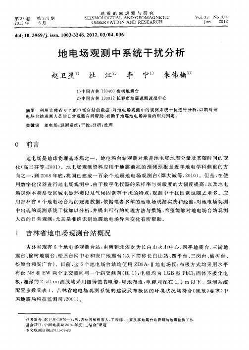 地电场观测中系统干扰分析