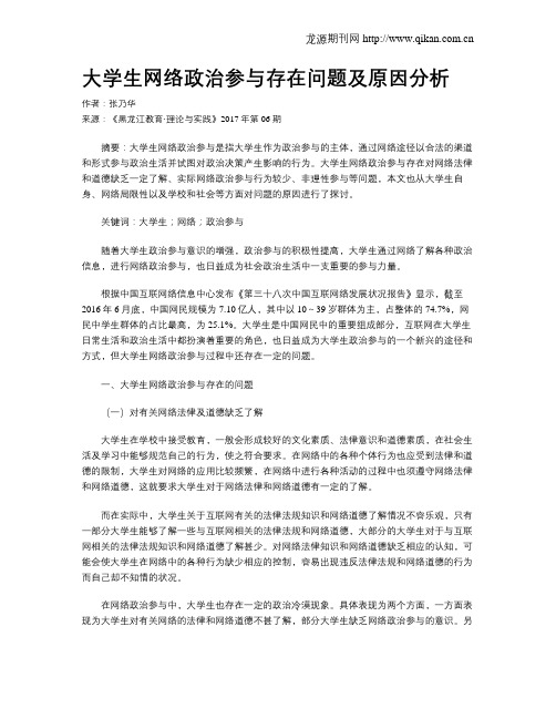 大学生网络政治参与存在问题及原因分析