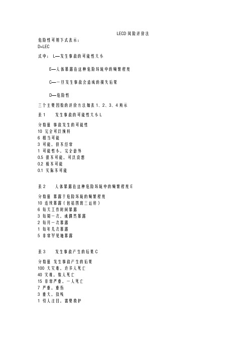 安全风险评价LECD