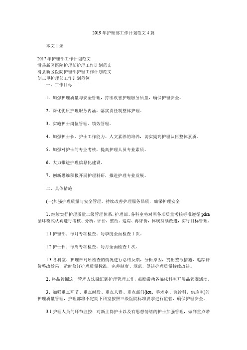 2019年护理部工作计划范文4篇.doc