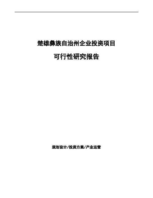 楚雄彝族自治州如何编写项目可行性研究报告