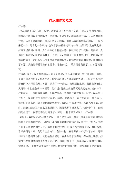 打水漂作文范文