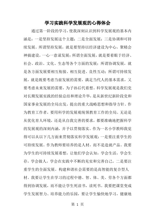 2019年学习实践科学发展观的心得体会-范文资料