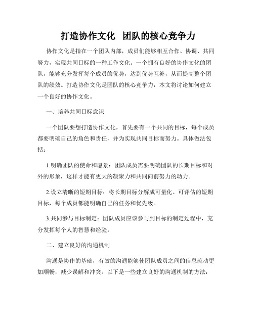  打造协作文化   团队的核心竞争力