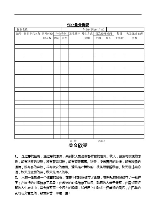 作业量分析表