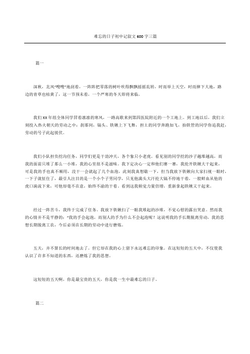 难忘的日子初中记叙文字三篇