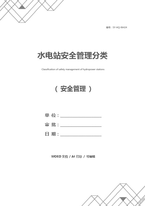 水电站安全管理分类