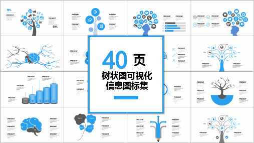40页树状图可视化图表集PPT模板