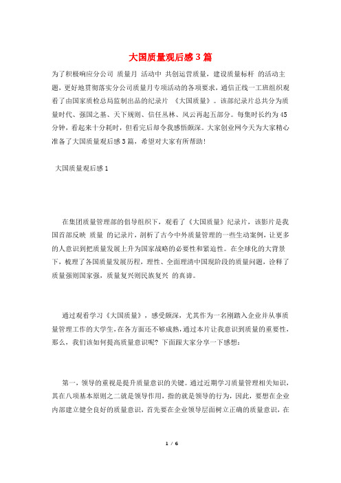 大国质量观后感3篇
