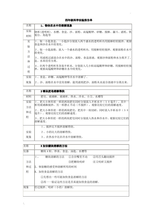 科学学生实验报告单